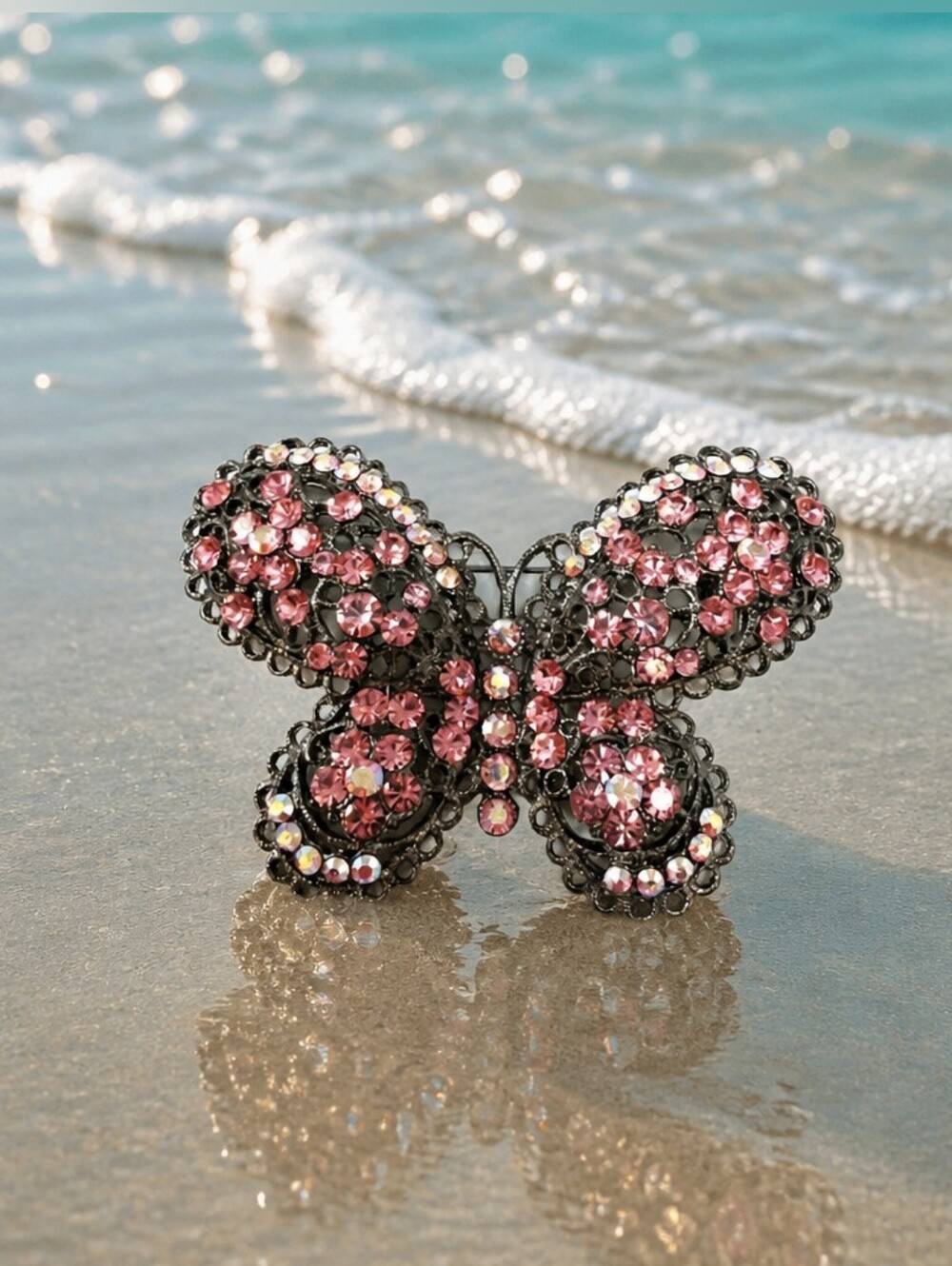 🆕️ Light Pink Crystal Butterfly Brooch / Pin